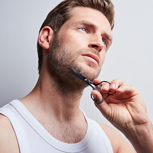 ZWILLING Bartschere (Mit erweiterter Griffbreite, kratzbeständig, gerade Schneide und feine Spitze), Premium, Schwarz, 115 mm