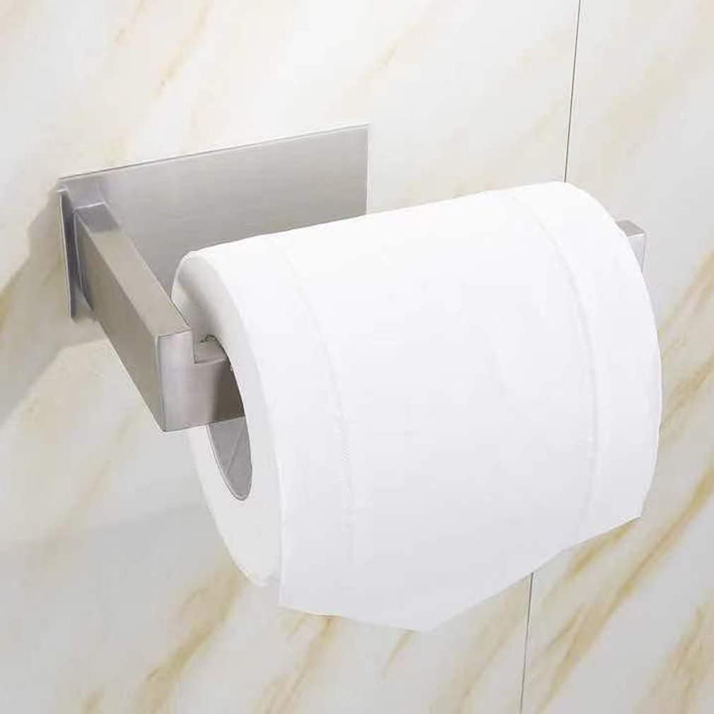 TopHomer Toilet Paper Holder Self Adhesive No Drilling Stainless Steel Toilet Paper Roll Holder Toilet Roll Holder Wall Mounted for Bathroom Kitchen Hotel Office(Black, 2 PCS)