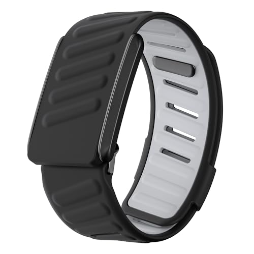 DADO Comfort Durable Silicone Wristband Compatible with WHOOP 4.0 Band, Soft Silicone Sports Loop Strap for Men & Women, with U Shapped Connector (Black Grey) by DADO - Used condition - US$12.48