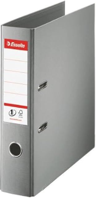 Esselte A4 Lever Arch File, Grey, 72mm Spine, Plastic, 1 Pack , 811380
