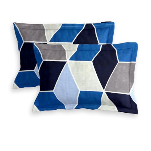 Image of ROMEE Elegant 3D Print Printed Microfiber Double Bedsheet, 144 TC Soft Feel, Queen Size (88 x 95 Inches), with 2 Pillow Covers, Blue