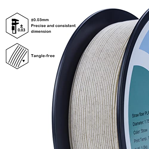 Image of ZIRO PLA Stone Filament 1.75mm, Nature Rock-Like 3D Printer Filament, 1.75mm, Fits for Almost All FDM 3D Printers, 1KG /2.2lbs Spool, Straw