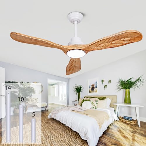 Ceiling Fans with Lights and Remote,52 Inch Unique Wood Ceiling