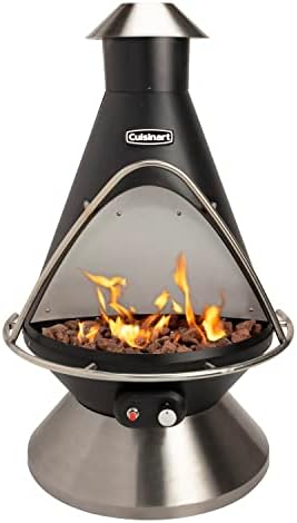 Cuisinart COH-600 Chimenea Propane Fire Pit, Patio Heater with Tip-Over Safety Switch, 8 lbs. Lava Rocks Included, 31" x 31" x 48"