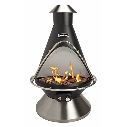 Cuisinart Chimenea Propane Fire Pit, 40,000 BTU Adjustable Gas Fire Pit for Patios, Includes Lava Rocks, Directional Heat Shield and Push to Start Ignition, Perfect for Backyards, Decks, and Patios
