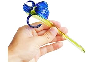 Exquisite Hand Blown Blue Glass Flower Figurine