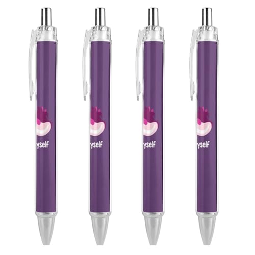 ボールペン 油性ボールペン 不思議の国のアリス チェシャ猫 ボールペン ノック式 ジェルボールペン 0.5mm 黒インク PC素材 耐久 学生 子供用 4 PCS