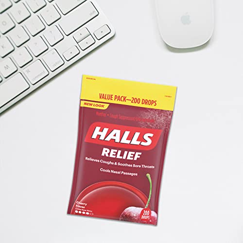 Halls Relief Cherry Cough Drops, 2 Value Packs Of 200 Drops (400 Total Drops) + Bonus 9 Count Halls Relief Mentho-Lyptus Cough Drops #TOP5