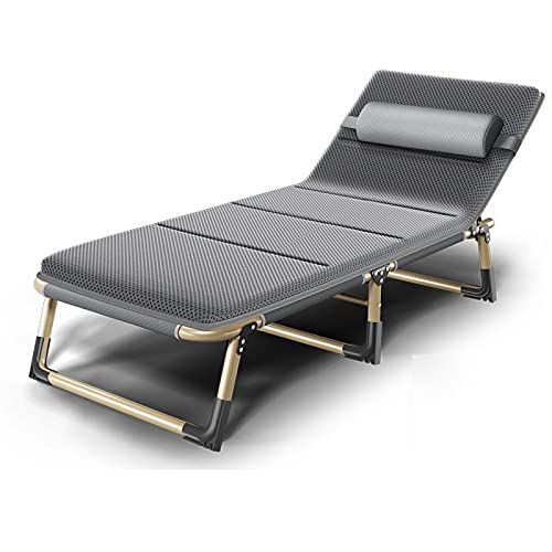 Chaise Longue Pliante Gris en Métal et Tissu Oxford pour Jardin