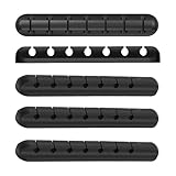 Cable Organizer Clips Cord Holder - 5 Packs 7 Slots Self Adhesive Cable Management for USB Cable/Power Cord/Wire, Car and Desk, Home and Office Black Cable Holder -  TEAMWILL