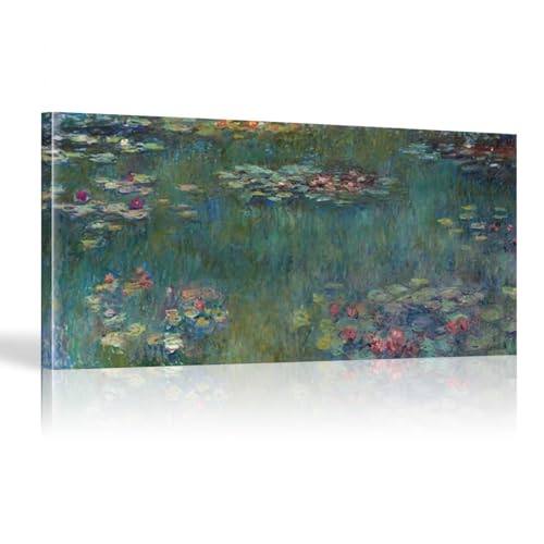Toile Monet nénuphars 25x50 cm avec cadre pour décoration murale