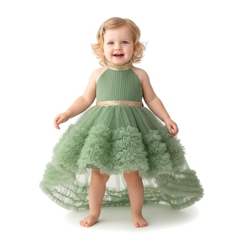 Lito Angels Mädchen Blumenmädchenkleid, Grün, 18 Monate/92