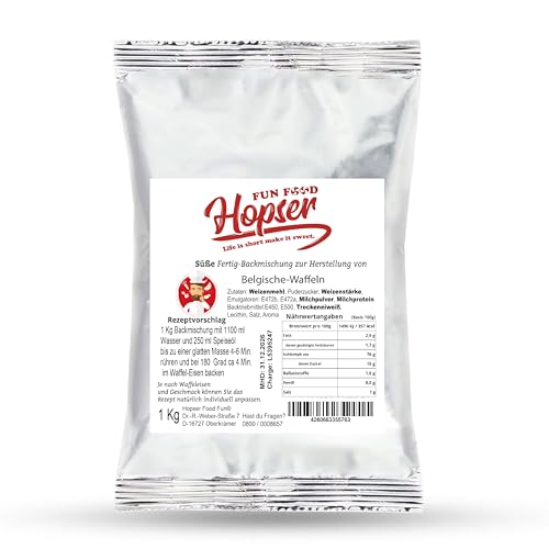 Premium Belgische Waffeln Backmischung 1 kg | Knusprig & Fluffig | Einfach zubereiten | 2,35 Kg fertiger Teig | ca 50 Waffeln