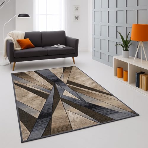 Image of Rugs Inn Modern Rug – Large Washable Non-Slip Carpet for Living Room, Bedroom, Lounge, Dining, Kitchen Fluffy Thick Soft Modern Indoor Floor Rugs (Des 4, 160x230 cm)