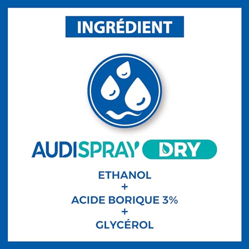 AUDISPRAY DRY – Ohrspray – Feuchtigkeit – lindert Beschwerden und verstopfte Ohren oder Hörverlust nach Kontakt mit Wasser – Spray – 30 ml – ab 9 Jahren