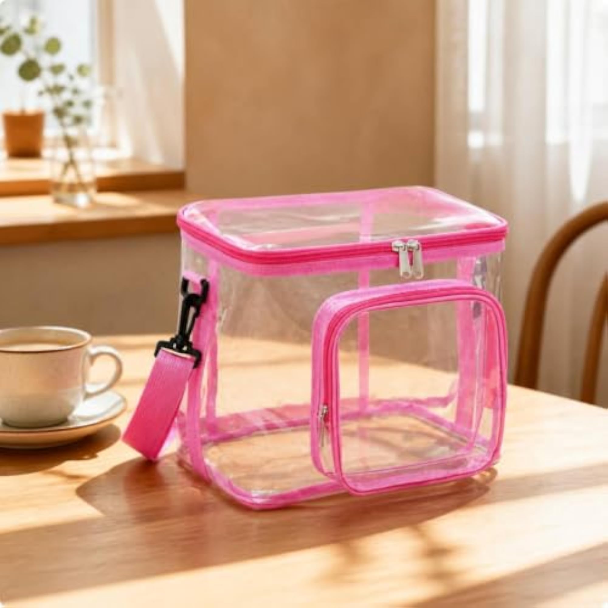 Clear PVC Shoulder Bag, Multi-Compartment