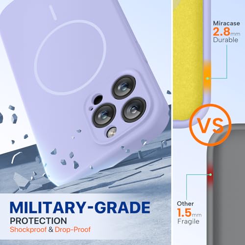 Image of Miracase Magnetic for iPhone 14 Pro Max Case, [Soft Anti-Scratch Microfiber Lining], Compatible with MagSafe, Silicone Shockproof Protection Phone Case for iPhone 14 Pro Max,Light Purple