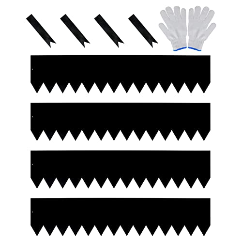 JonesHouseDeco 4-Pack Bordes galvanizados para césped de 1m de Largo x 30,5cm de Alto con Revestimiento de Polvo Negro, Borde de Paisaje de Acero, Decorativo de Metal (4m Total) con 5 Clips y Guantes