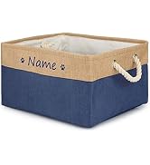 TONYFY Personalized Pet Dog Toy Storage Foldable Bin Basket, Colorful Font Customized Pet's Name ...