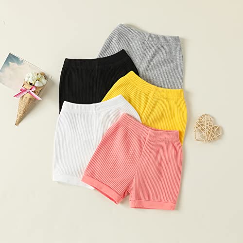 U·nikaka Unisex Toddler Baby Shorts Breathable Cotton Flare Short 5-Pack In Grey White Black Yellow And Pink Newborn #TOP2