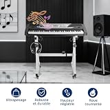 FREEAMG Uchwyt do klawiatury fortepianowej z regulacją wysokości 55-87 cm, uchwyt do fortepianu z 4 obrotowymi kółkami, odpowiedni do fortepianów od 54 do 88 klawiszy, nośność 160 kg (biały)