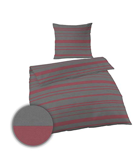 Biancheria da letto in flanella, rosso-grigio, 135...