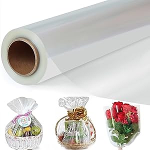 Cunqin CGWR4330 Klare Cellophanfolie Geschenkpapier Rolle