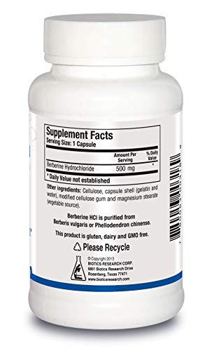 BIOTICS RESEARCH Berberine HCl, Botanical Berberine Supplement 500mg Per Serving - Supports Heart Health, Immune System, Healthy GI, Healthy Cholesterol, Gluten Free - 90 Capsules