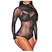 IFOUNDYOU - Lingerie sexy da donna, con scollo a V, in pizzo, con perizoma e perizoma Q-black S