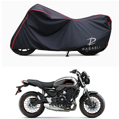 Image of Waterproof Bike Body Cover Compatible for | KawasaZ650RS STD | Taffeta Fabric, Red Piping Design, Bottom Elastic Fit | Dustproof, Sun UV & Rain Protection for All Bikes