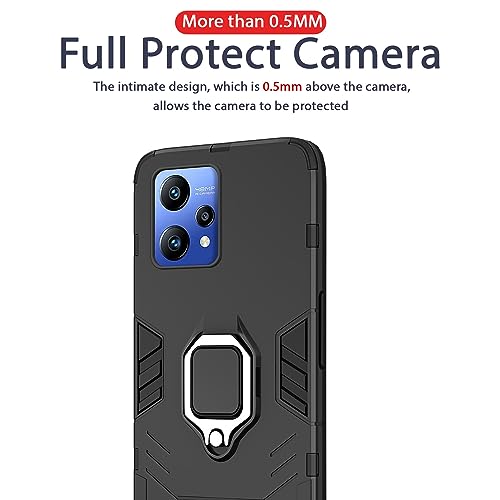 Image of Pikkme Back Cover for Realme Narzo 50 Pro 5G | 360 Protection | Ring Holder | Kickstand | Tough Armor Case (Black)