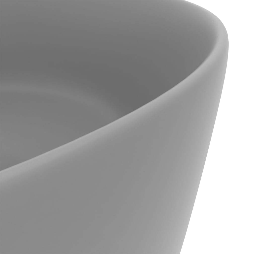 vidaXL Lavandino Lusso Rotondo Grigio Chiaro Opaco 40x15cm in Ceramica