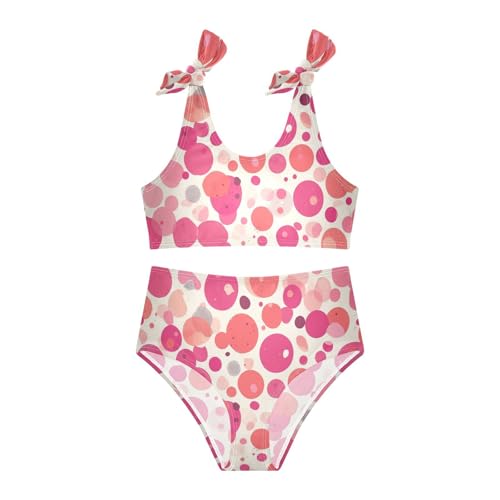 Pink Dot Minimalist Girls' 2 Piece Kids Bikini Set Beach Swimsuit Swimming Suits Cute Shoulder Strap3