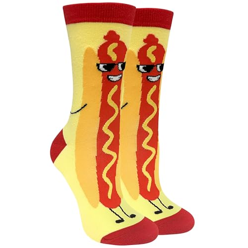 nhnsbdfc Hot Dog Socks Funny Gifts White Elephant Gifts for Adults Novelty Hot Dog Gift for Women Girls Kids Gag Sock