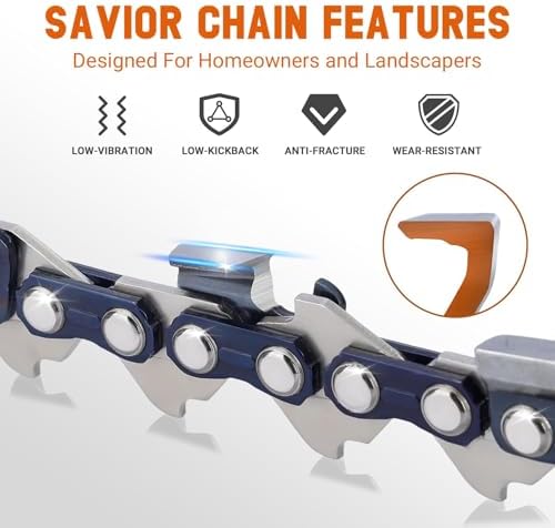 Savior 18 Inch Chainsaw Bar and Chain Combo .325" Pitch .050" Gauge, 72 Drive Links Replacement 180TXLBK095 584408 Chain Saw Bar, for Husqvarna 440, 455 Rancher, Jonsered, McCulloch (2 Chains+ 1 Bar) - 2