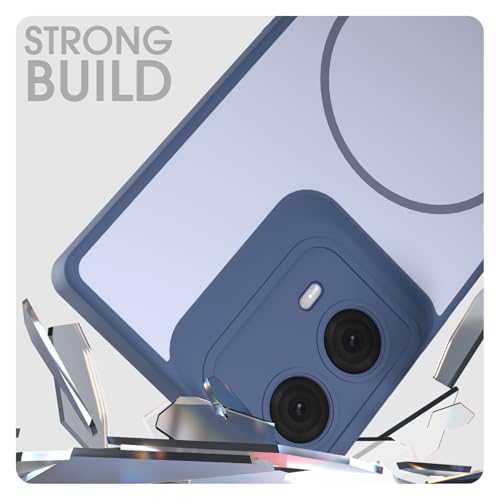 Image of Amazon Basics Back Cover for Motorola Moto Edge 50 Fusion 5G / Motorola Moto G96 5G | Hard Back | Shockproof | Mag-Safe Design (Mag-Safe Not Support) Protective Bumper Case (Blue Mag-Safe)