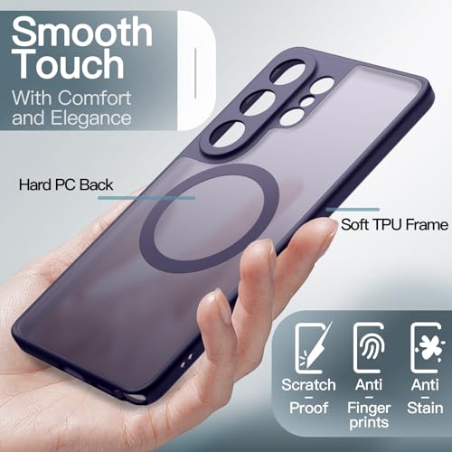 Image of JETech Magnetic Cover Case for Samsung Galaxy S26 Ultra, Compatible with MagSafe, Camera Lens Full Protection, Translucent Matte Back Shockproof Phone Cover (Heron Purple)