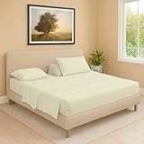 Split Head Flex 1 Qty Fitted Sheet for Adjustable Bed, Queen 32" Split Down from The Top, 100% Egyptian Cotton 600 Thread Count, 18" Deep Pocket, Super Soft Wrinkle Free, Ivory