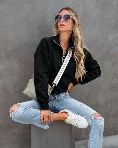 Image of NEYOUQE Womens Fall Winter Fashion Sweatshirts Quarter Zip up pullover Polo sweatshirt women casual trendy crewneck tops