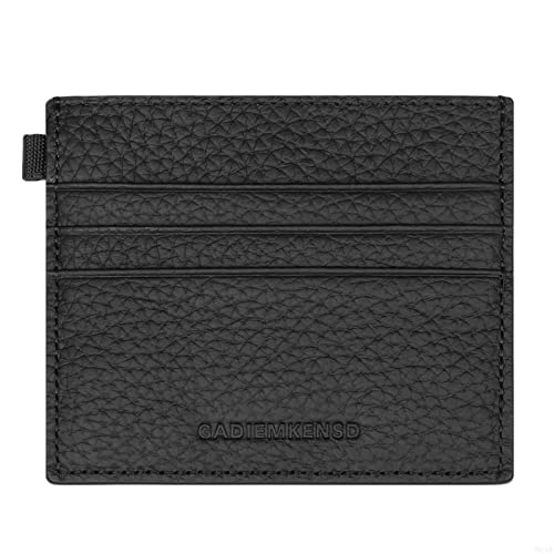 GADIEMKENSD Card Holder Wallet for Men Women Small Minimalist Credit / Business / Oyster Card Holders Case RFID Blocking Genuine Leather Wallet Ultra Slim Money Clip with Elastic Slot Black Cover