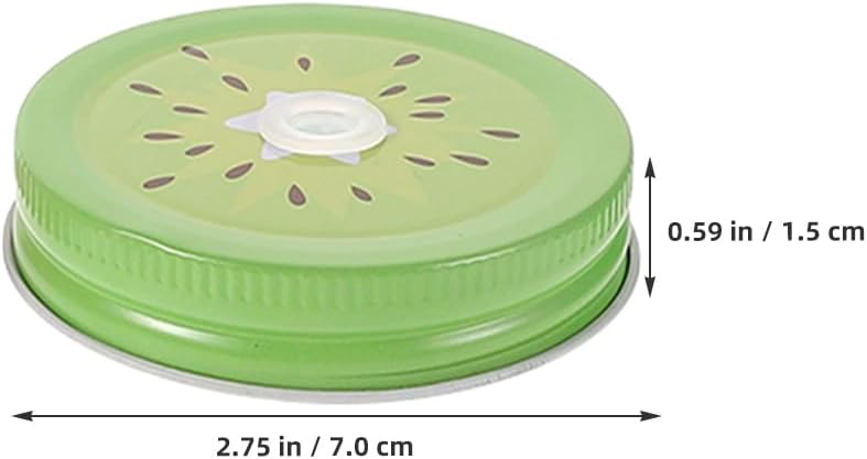 UPKOCH Mason Jar Lids with Straw Hole 2.75 Inch Wide Mouth Tinplate Replacement Covers Fruit Pattern for Drinking and Canning Jars Lightweight Set of 16