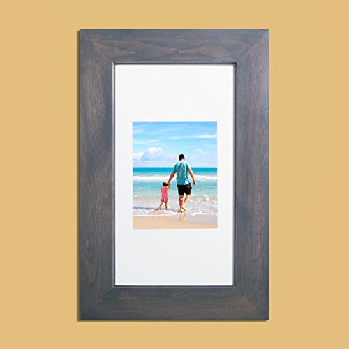 Image of 14x24 Concealed Picture Frame Medicine Cabinet without Mirror for Bathroom, Recessed in the Wall, Made in North America, Real Wood, NO MDF, Adjustable Shelves, Hidden, Gray