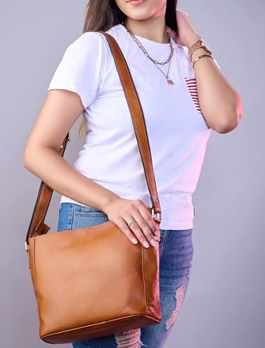 Genuine Leather Shoulder Crossbody Bags for Women Trendy, Adjustable Strap Large Crossbody Saddle Bag, Travel Handbag, Women's Leather Purses and Handbags, Brown Cross body Purse Phone Wallet2