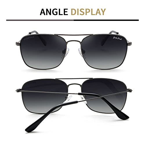Image of grey jack Square Polarized Sunglasses,Retro Classic Style Full Rim Metal Frame for Men Women Small Size 1650