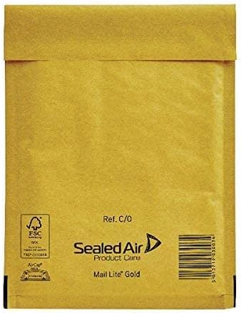 100 Mail Lite - C/0 - JL0-Padded Envelopes 150 x 210mm - 6" x 8.5" (Box of 100) - Gold