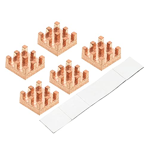 sourcing map Copper Heatsink 6x6x3mm with Self Adhesive for IC Chipset Cooler Pack of 5