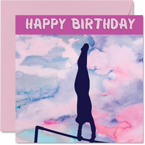 Tarjetas de cumpleaños deportivas para mujeres y niñas, barras desiguales de gimnasia, para niñas en el deporte, tarjeta de cumpleaños para amigas, hermanas, hijas, sobrinas, compañeras de equipo,