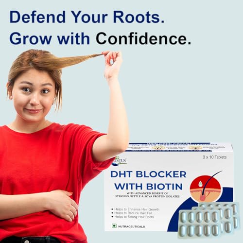 Image of DHT Blocker with Biotin (30 Tablets) | Stinging Nettle and Soya Protein | Helps Reduce Hair Fall, Helps To Stimulates Hair Growth, Nail & Glowing Skin