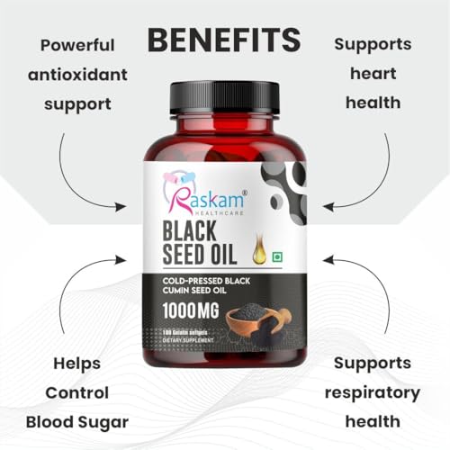 Image of Pure Organic Cold-Pressed Black Seed Oil Softgels - Non-GMO Pure Nigella Sativa Black Cumin Seed Oil for Beauty Immunity & Overall Wellness Support - Thymoquinone-Rich 1000mg Serving 100 softgels
