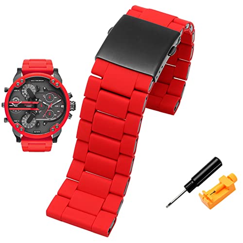 Bracelet montre pour Diesel DZ7396 hommes silicone acier fin 28mm grand cadran